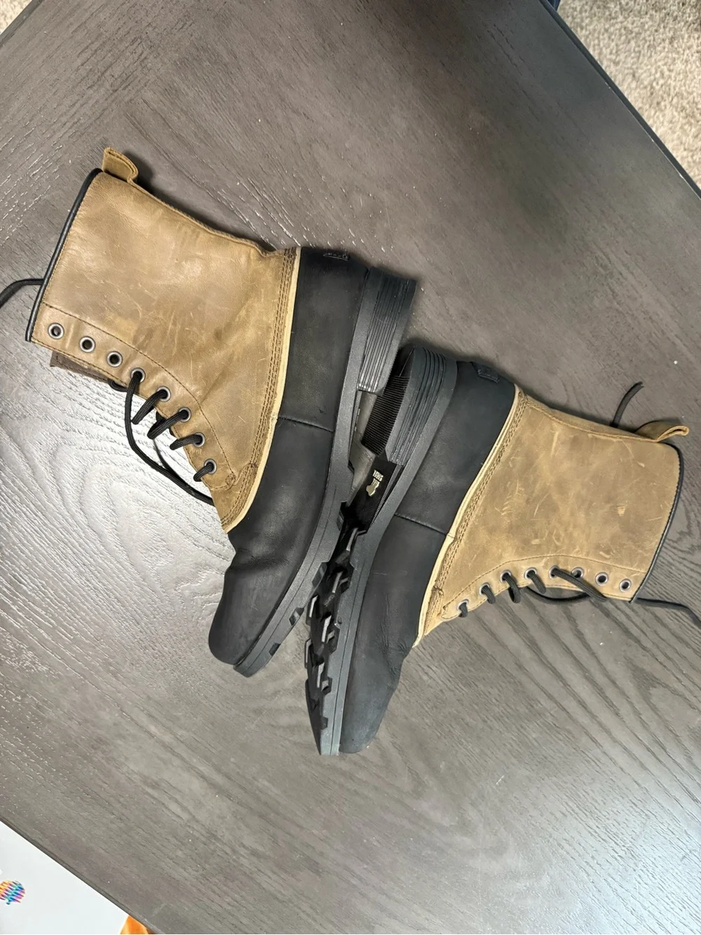 SOREL Women’s Emelie Waterproof Leather Duck Boots Brown Black Size 10